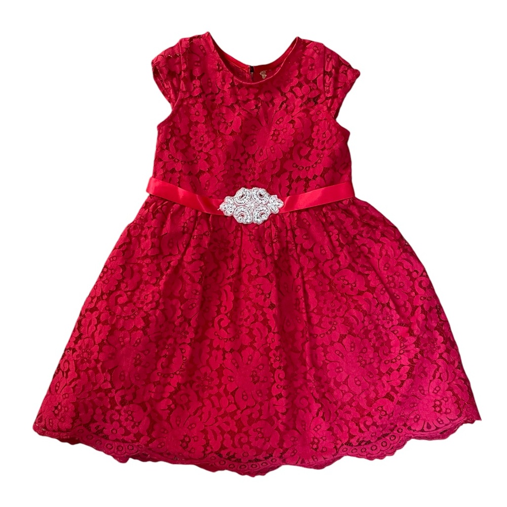 Rare editions red lace dress. Size 5